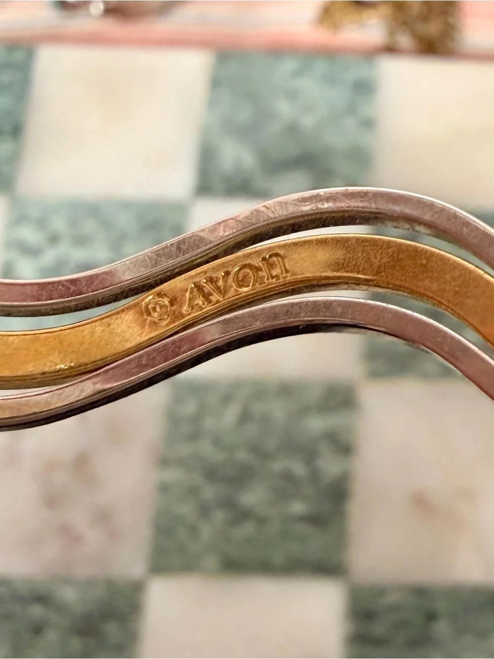 Avon Two-Tone Gold and Silver Wavy Link Bracelet